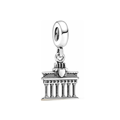 Fine Gold Eiffel Tower Statue Of Liberty Castle Charm Bead