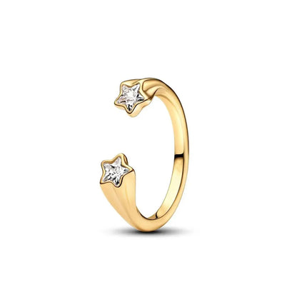 European 925 Sterling Silver Blue Daisy Star Stone Ring for Women Size 6 7 8 9 Wedding and Party Fashion