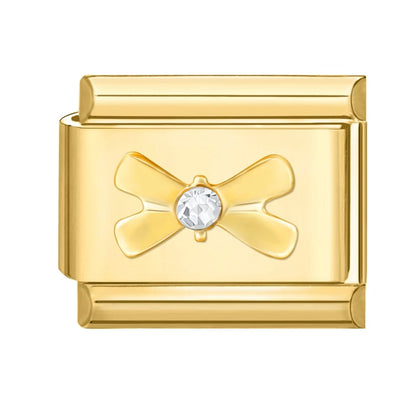 Golden 3D Bow Crown Flowers Pearl Charms for 9mm Italian Bracelet Stainless Steel DIY Jewelry