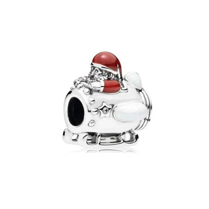 DIY Christmas Charm Bracelet with Santa Reindeer Snowman Tree Train Beads in Silver 925 YY0406