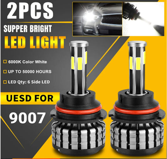 2PCS 6-Side 360 Degree 3D LED Car Headlights 3000K 6000K 8000K Multi-Fit H1 H3 H4 H7 H11 9004 9005 9006 HB3 HB4 880 Auto Fog Lights