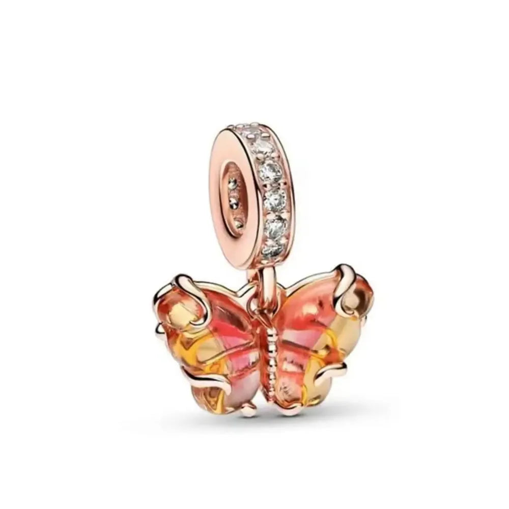 Rose Gold Padlock Heart Key Pendant Necklace for Women 925 Silver with Zircon Beads P2085