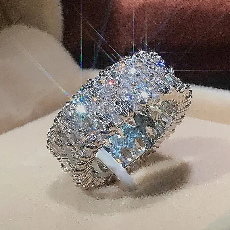 Elegant 925 Sterling Silver Big Water Drop Zircon Ring for Women Perfect Valentine's Day Gift
