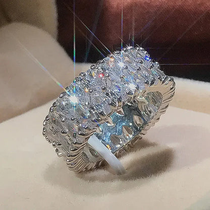 Elegant 925 Sterling Silver Big Water Drop Zircon Ring for Women Perfect Valentine's Day Gift