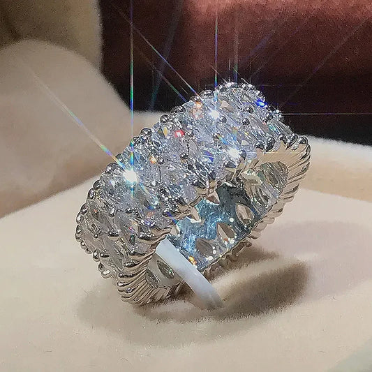 Elegant 925 Sterling Silver Big Water Drop Zircon Ring for Women Perfect Valentine's Day Gift