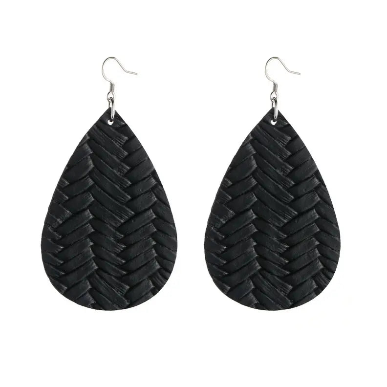 Elegant Faux Leather Teardrop Earrings for Women Lightweight Dangle Fashion Jewelry