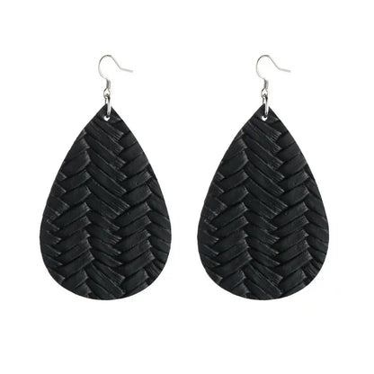 Elegant Faux Leather Teardrop Earrings for Women Lightweight Dangle Fashion Jewelry