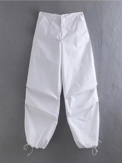 Women Parachute Cargo Pants High Waist Jogger Boot Cut