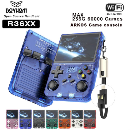 BOYHOM R36XX Handheld Retro Game Console 3.5 Inch IPS 640 x 480 Screen 256GB Expandable Storage 3000mAh Battery WiFi Type C Support 128GB And 64GB Game Libraries