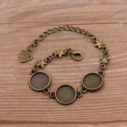 1Pc Metal Zinc Alloy Round Bracelet Findings in 2 Colors and 15 Styles 5-Antique bronze 12mm