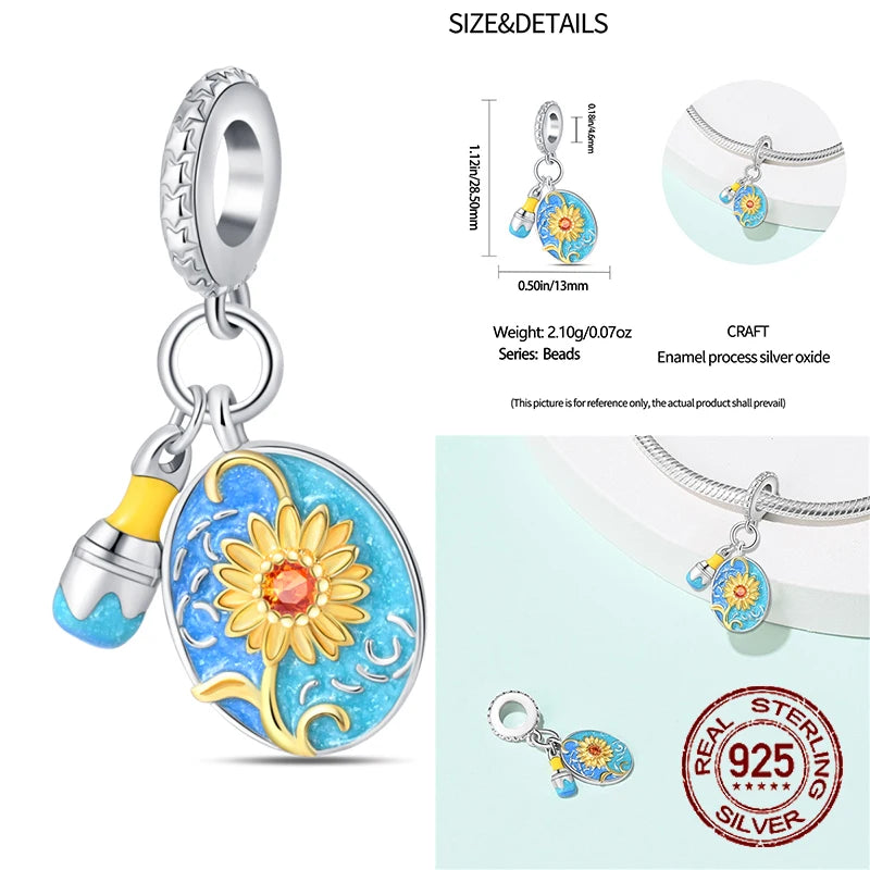 Elegant 925 Sterling Silver School Charm Beads for DIY Bracelet Jewelry