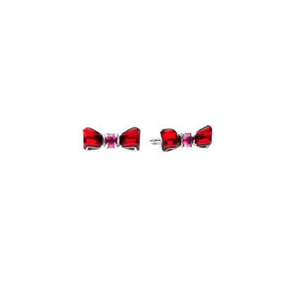 925 Sterling Silver Red Bow Jewelry Set with Colorful Zircon Crystals for Women Birthday and Valentines Gift