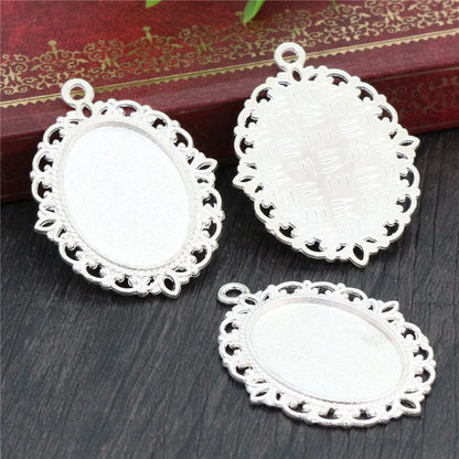 Antique Finish Cameo Cabochon Bracelet Setting Trays in Gold Silver Bronze and Rhodium 10 Pack