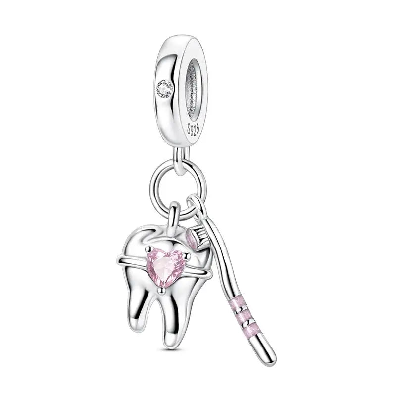 Genuine 925 Sterling Silver Heart Charm Bead for Mother's Day Bracelet Gift