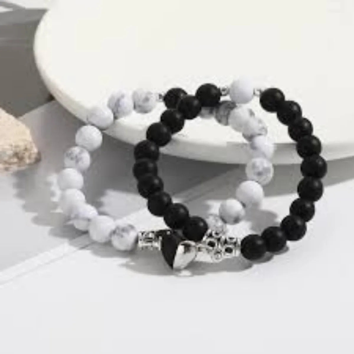 Magnetic Love Stone Beaded Couple Bracelets Set for Women and Men