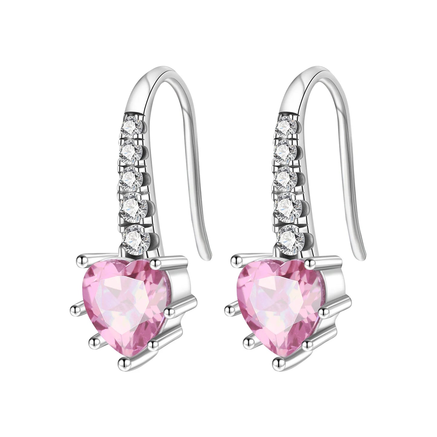 Sterling Silver Heart Zircon Hoop Earrings for Women