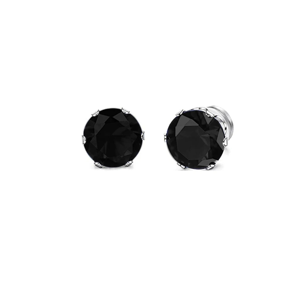 2PC Magnetic Clip-On Zircon Earrings for Unisex Easy Wear Punk Style Non-Piercing Jewelry