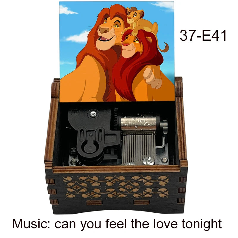 Lion King Wooden Music Box with Can You Feel the Love Tonight Melody for Kids Birthday Party Gift