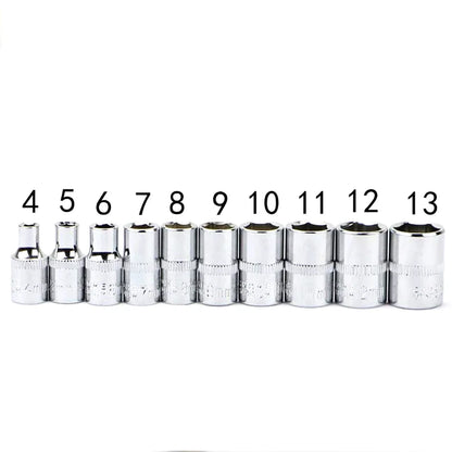 Krachtige 12Pcs 1/4" Ratchet Socket Wrench Set Multi-Function Repair Tool 4-13mm Quick Release Reversible Ratchet Tools