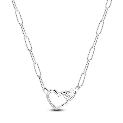 925 Sterling Silver Pink Bow Heart Moon Butterfly Pendant Necklace Elegant DIY Charm Gift for Women