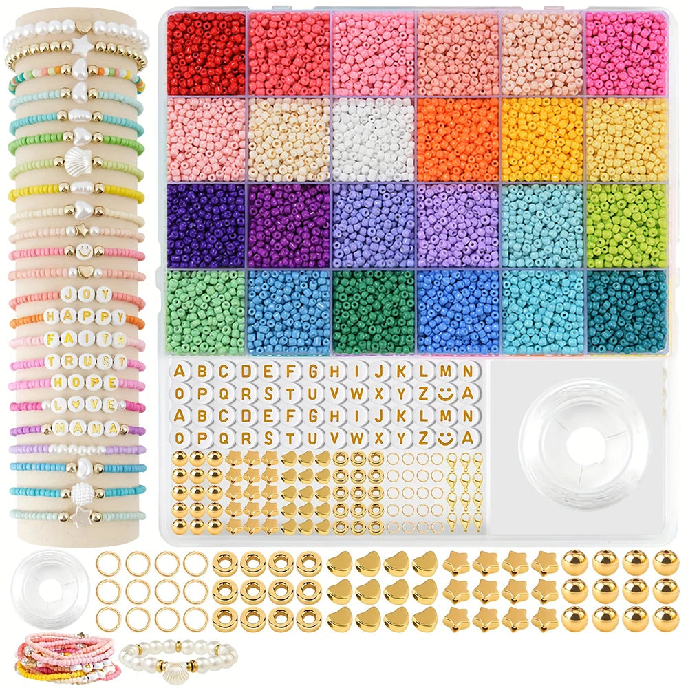 Vibrant 80000PCS 3mm Glass Seed Beads Kit for DIY Jewelry Crafting and Handmade Creations