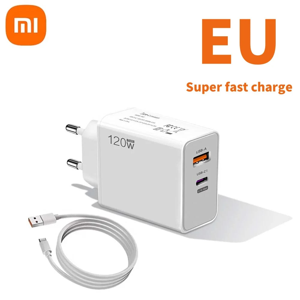 Xiaomi 120W HyperCharge Turbo Fast Wall Charger With 6A USB Type C Cable Compatible With Xiaomi 13 12 11 Ultra And Redmi EU US UK