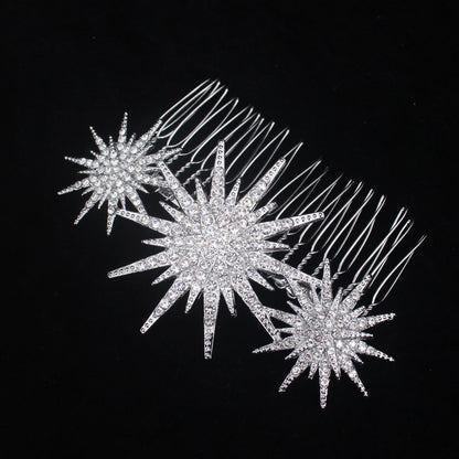 Bridal Bliss Crystal Star Hair Combs - Elegant Rhinestone Clips for Brides & Bridesmaids Silver