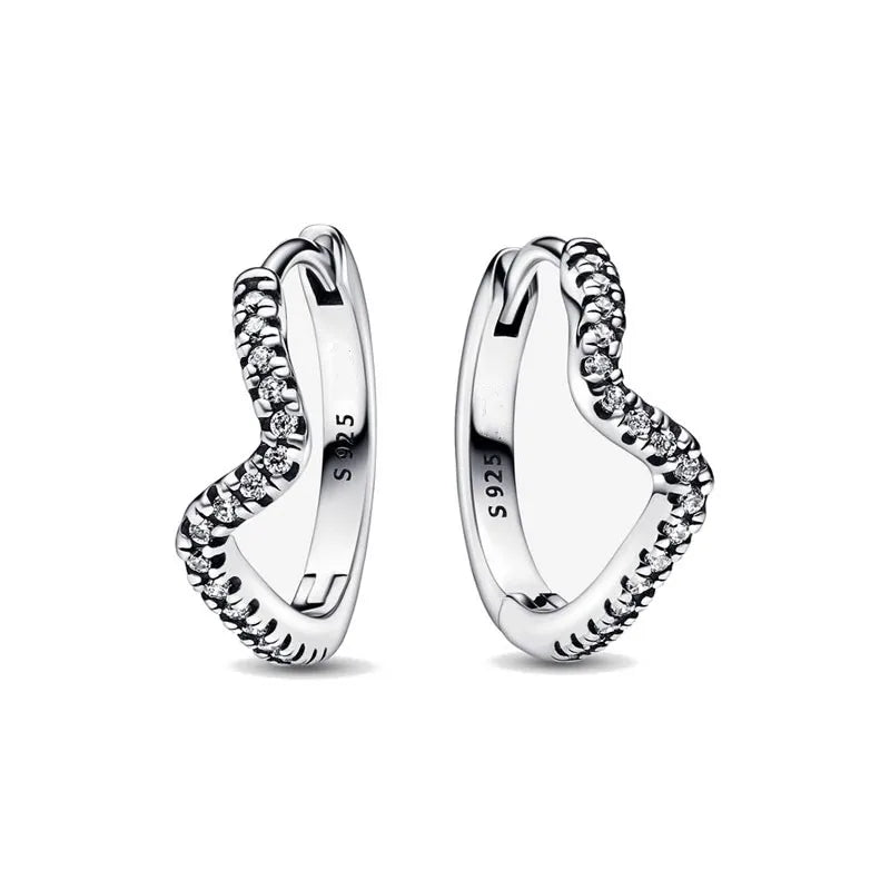 European 925 Silver Blue Snowflake Moon And Heart Zircon Stud Earrings For Women Holiday Exquisite Charm Jewelry