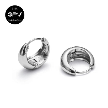 2PCS Women’s Light Luxury 316L Medical Stainless Steel Perforated Hoop Earrings