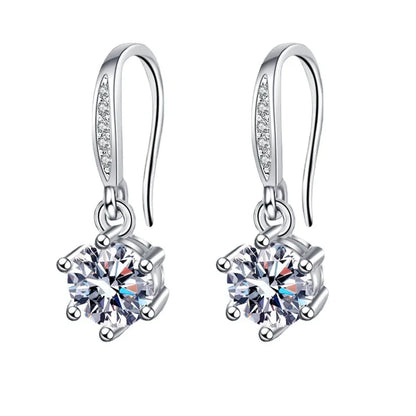 Sterling Silver CZ Crystal Plant Stud Earrings for Women and Teens