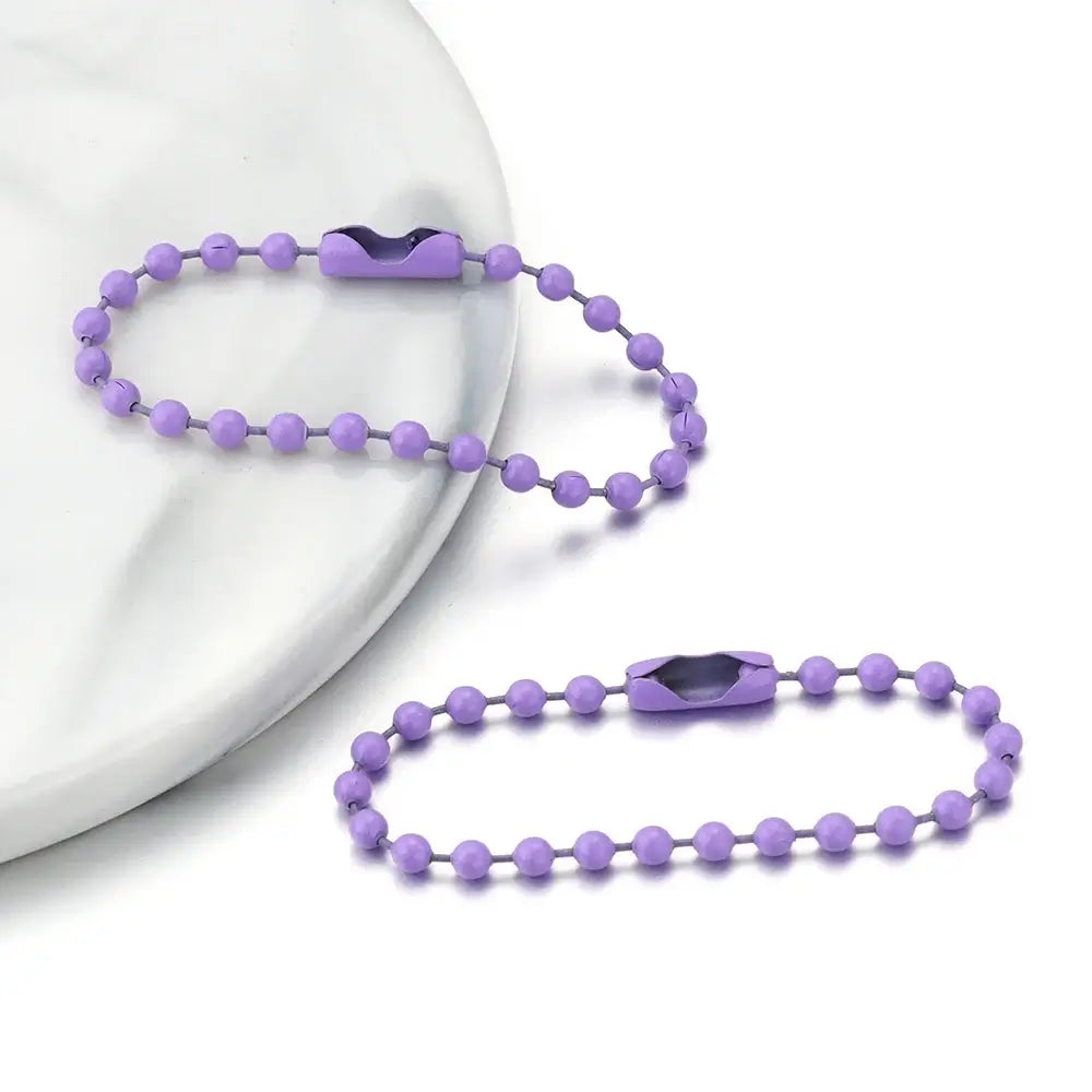 100Pcs Lot 10Cm Iron Colorful Ball Bead Chain for DIY Jewelry Making light purple
