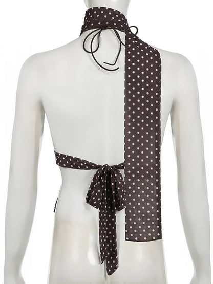 Dozw Polka Dot Camisole Top For Women Y2K Scarf Chic