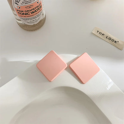 S925 Colorful Square Earrings Frosted Geometric Candy Design Acrylic Fashion Jewelry for Women