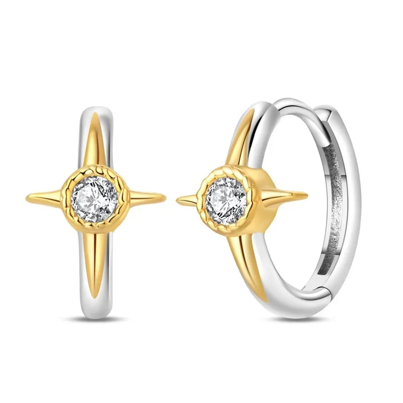 925 Sterling Silver Skull Pumpkin Cross Hoop Earrings Sparkling Zircon Glamorous Women Jewelry