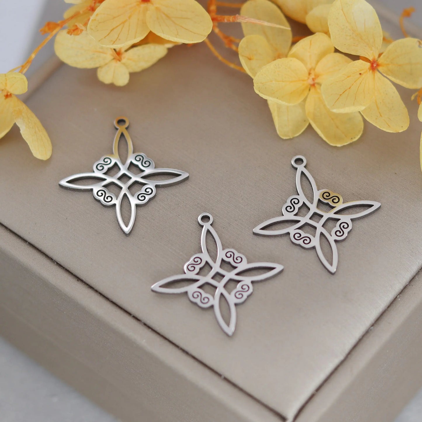 Elegant DIY Amulet Set: Phoenix Bird, Hummingbird, Snake Charms in Stainless Steel for Jewelry Making