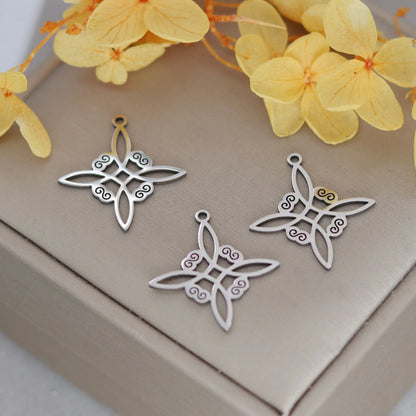 Elegant DIY Amulet Set: Phoenix Bird, Hummingbird, Snake Charms in Stainless Steel for Jewelry Making