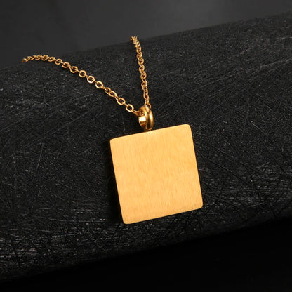 Hebrew Inscription Stainless Steel Birthstone Necklace for Men and Women