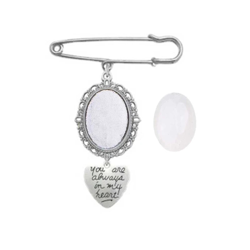 DIY Wedding Bouquet Photo Charm Kit with Elegant Lacy Frame Brooch