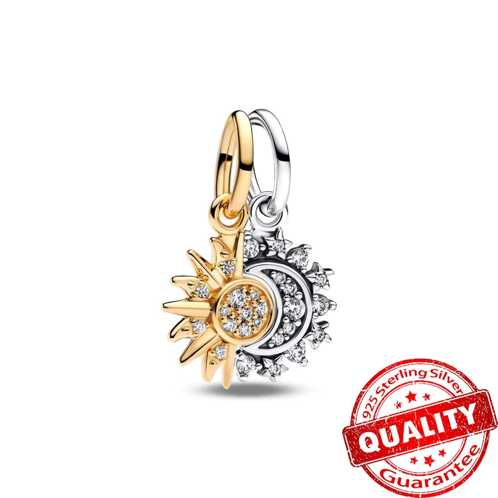 Luxury Sterling Silver Moon Sun Charm for Bracelets and Necklaces