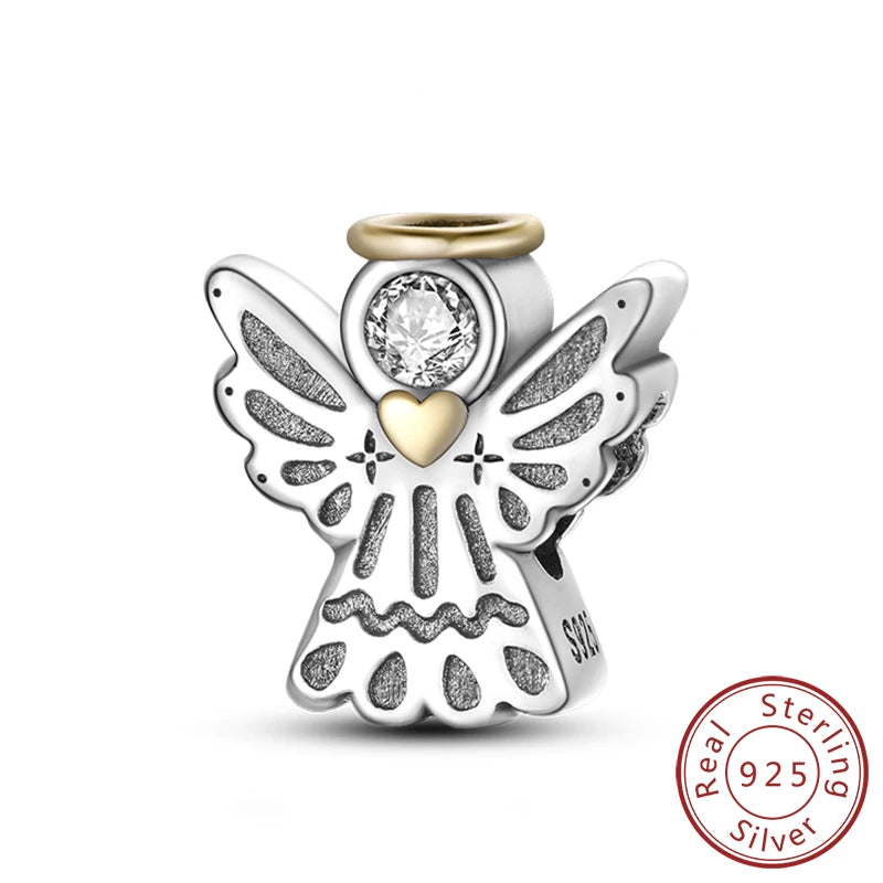 925 Sterling Silver Charms Pendant Set for Bracelets Angel Devil's Eye Fatima's Hand Cross Women's Jewelry Gift KTC225
