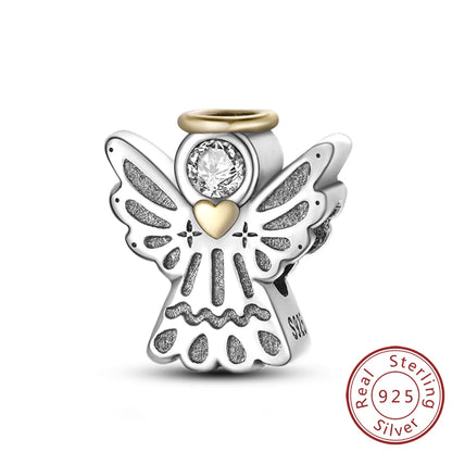 925 Sterling Silver Charms Pendant Set for Bracelets Angel Devil's Eye Fatima's Hand Cross Women's Jewelry Gift KTC225