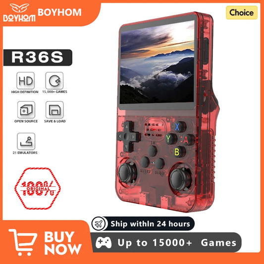 R36S 128GB Retro Handheld Game Console Red Linux 3.5 Inch IPS Screen Portable Pocket 10000 Games Gift For Boys
