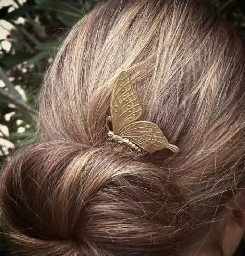 Luxury Bridal Butterfly Headdress - Stunning Silver & Gold Flower Hair Comb for Brides