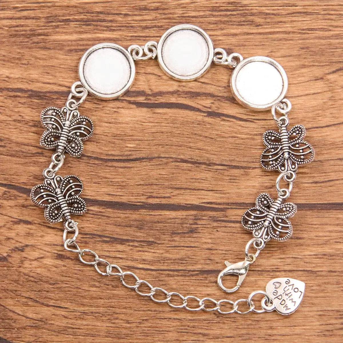 1Pc Metal Zinc Alloy Round Bracelet Findings in 2 Colors and 15 Styles 11-Antique silver 12mm