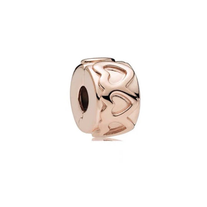 Sparkling Rose Gold Family Tree & Flower Charm Bead for European Silver Bracelet YY1395