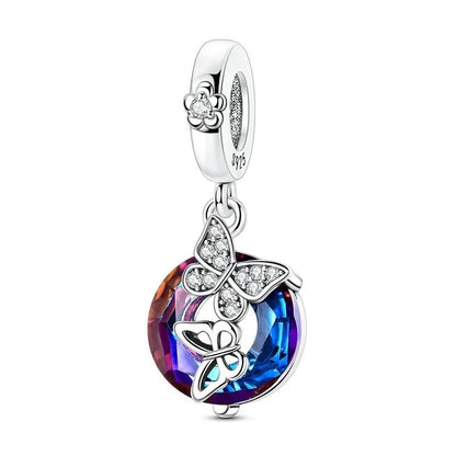 925 Sterling Silver Golden Geometry Charm Set with Heart Star Zircon Beads for DIY Womens Jewelry Gift