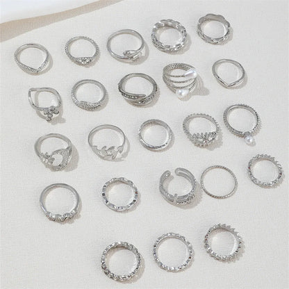 Silver Geometric Knuckle Rings Set for Women with Eye Cross Sun Moon Leaf Charms Boho Jewelry