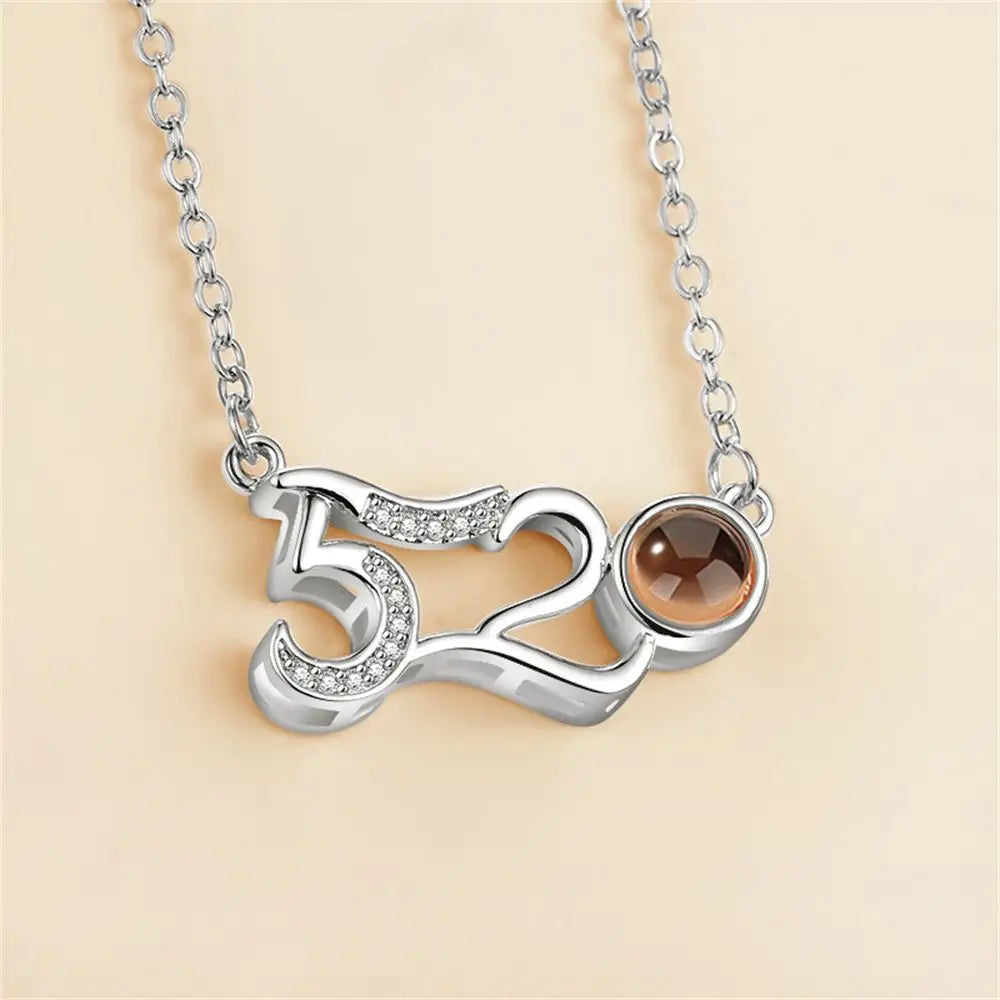100 Languages I Love You Projection Pendant Necklace for Women silver-6