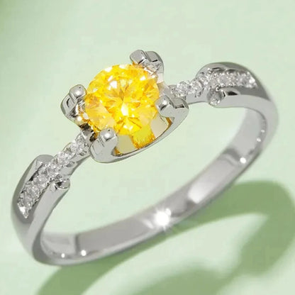 WUIHA Moissanite Diamond 18K Gold Ring for Women Wedding Engagement 925 Sterling Silver Jewelry White Gold Champagne Moissanite