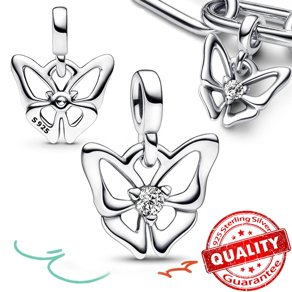 Elegant 925 Sterling Silver Pearl Heart Key Pendant for Bracelets and Necklaces FCC252